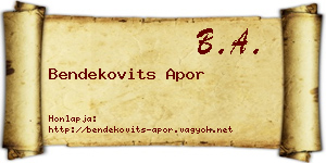 Bendekovits Apor névjegykártya